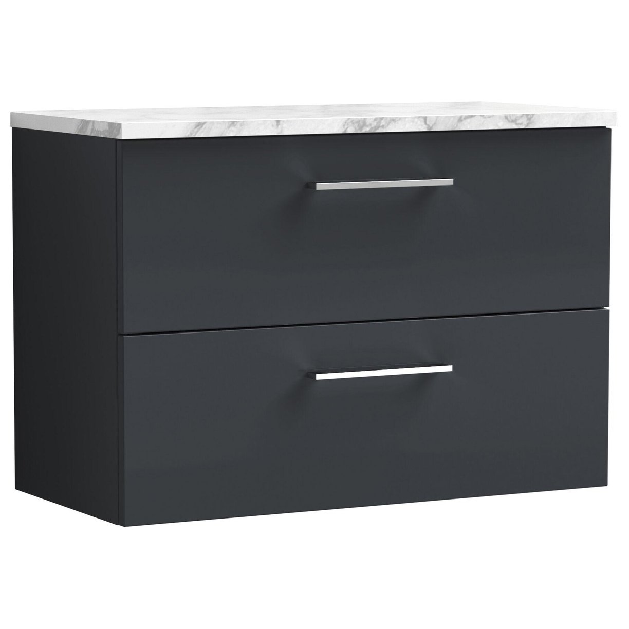 800mm Wh 2-Drawer Vanity & Laminate Top - Satin Soft Black