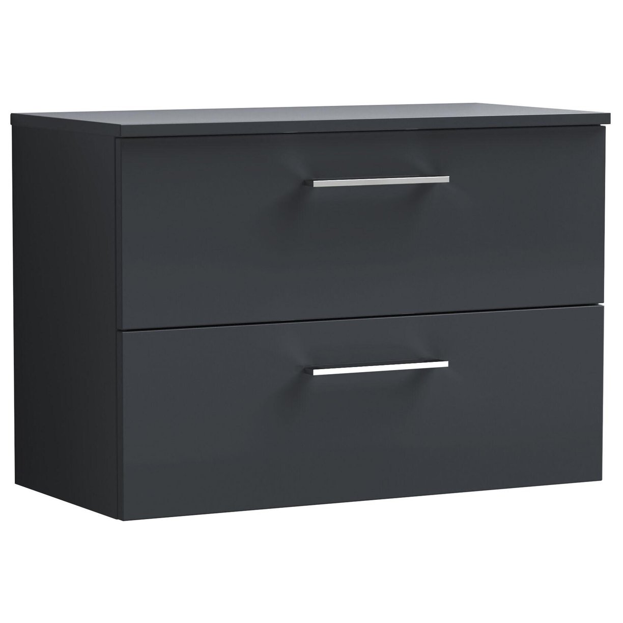 800mm WH 2-Drawer Vanity & Worktop - Satin Soft Black