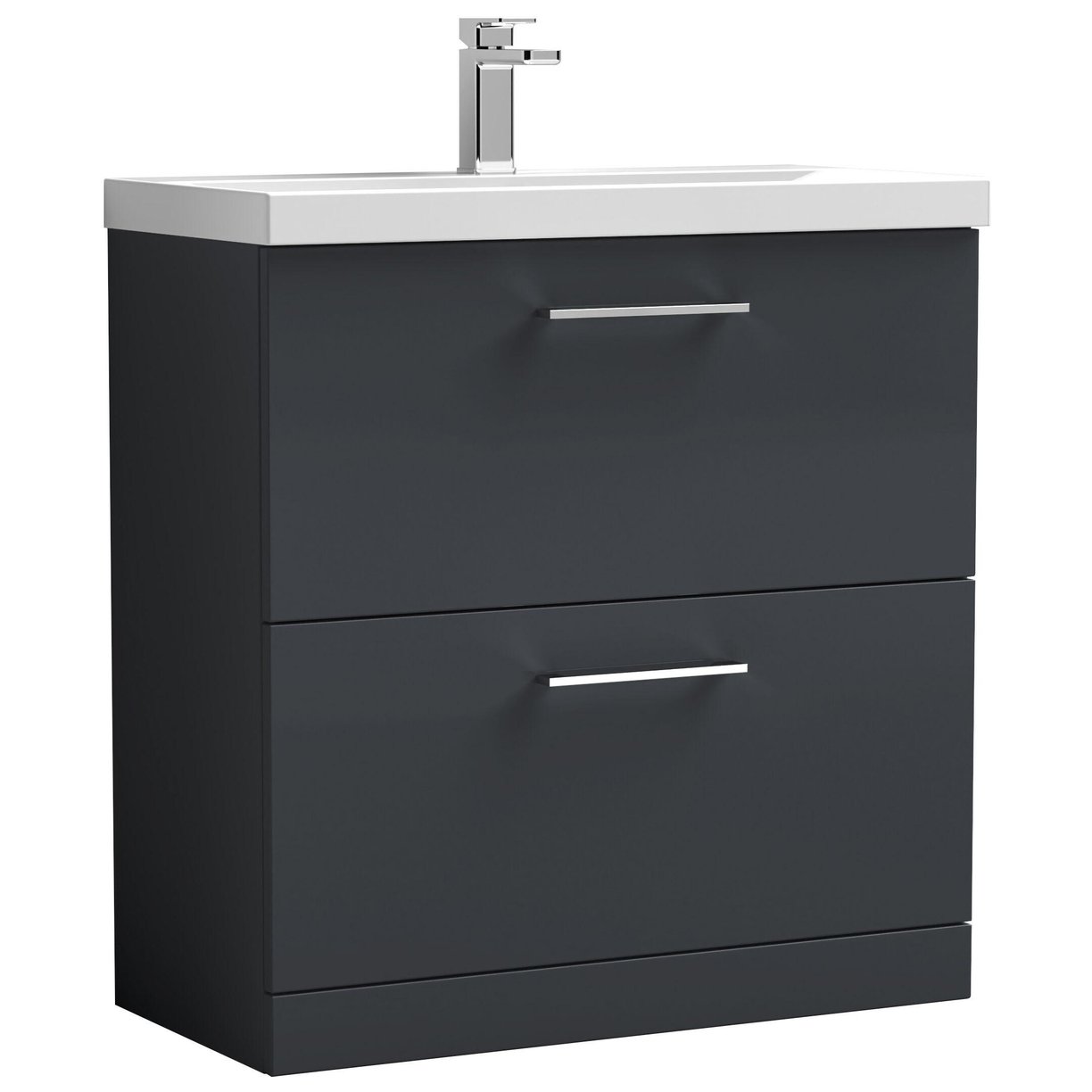 800mm FS 2-Drawer Vanity & Basin 3 - Satin Soft Black