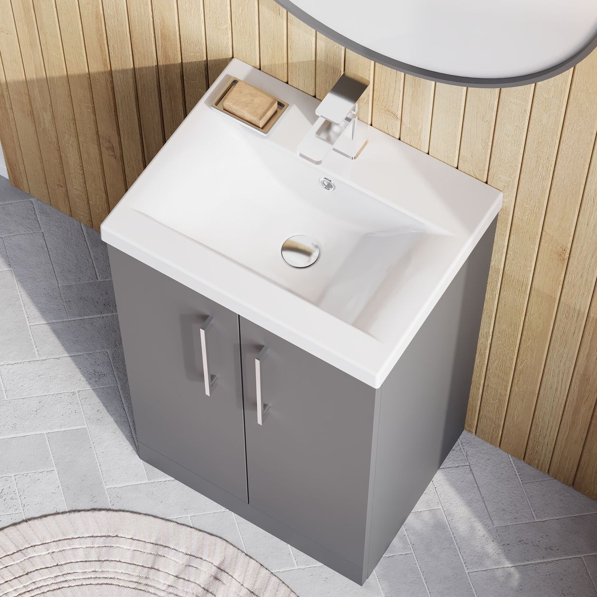 500mm FS 2-Door Vanity & Basin 1 - Satin Grey