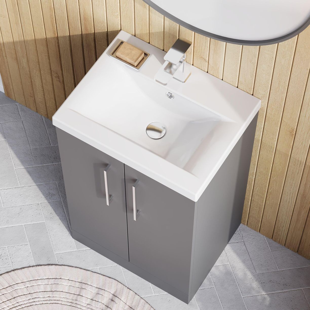 500mm FS 2-Door Vanity & Basin 1 - Satin Grey