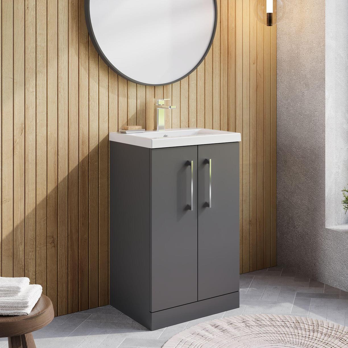 500mm FS 2-Door Vanity & Basin 1 - Satin Grey