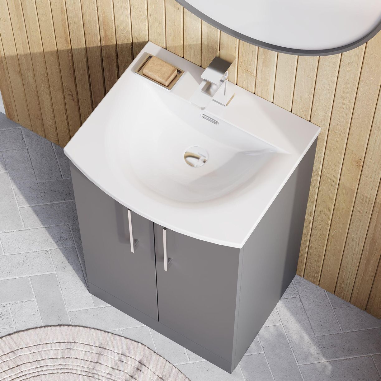 500mm FS 2-Door Vanity & Basin 4 - Satin Grey