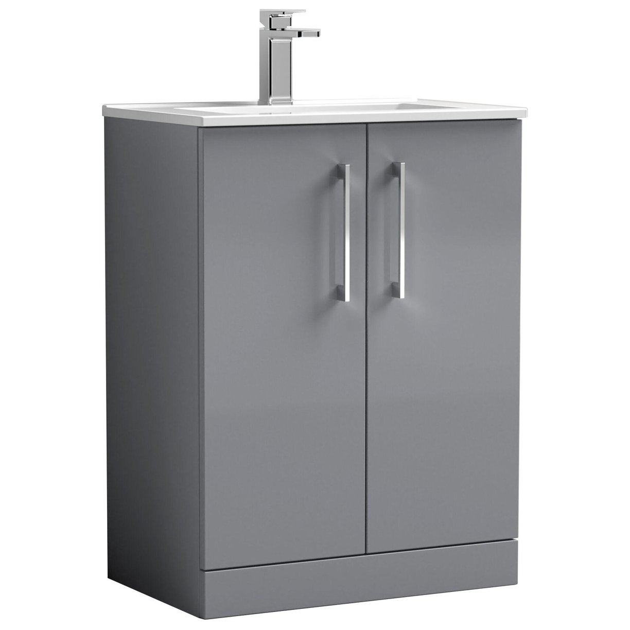 600mm FS 2-Door Vanity & Basin 2 - Satin Grey