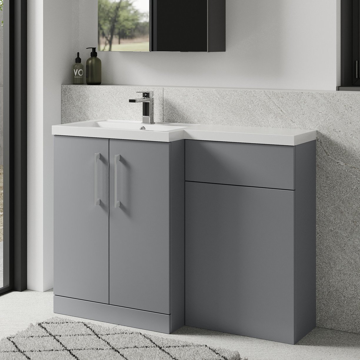 1100 390mm Combination Unit LH - Satin Grey