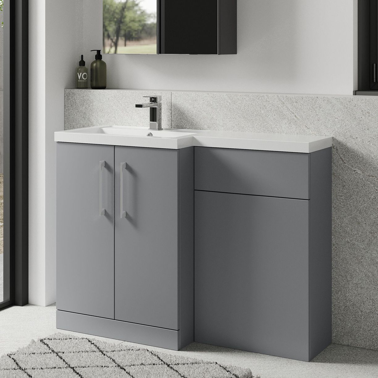 1100 390mm Combination Unit LH - Satin Grey