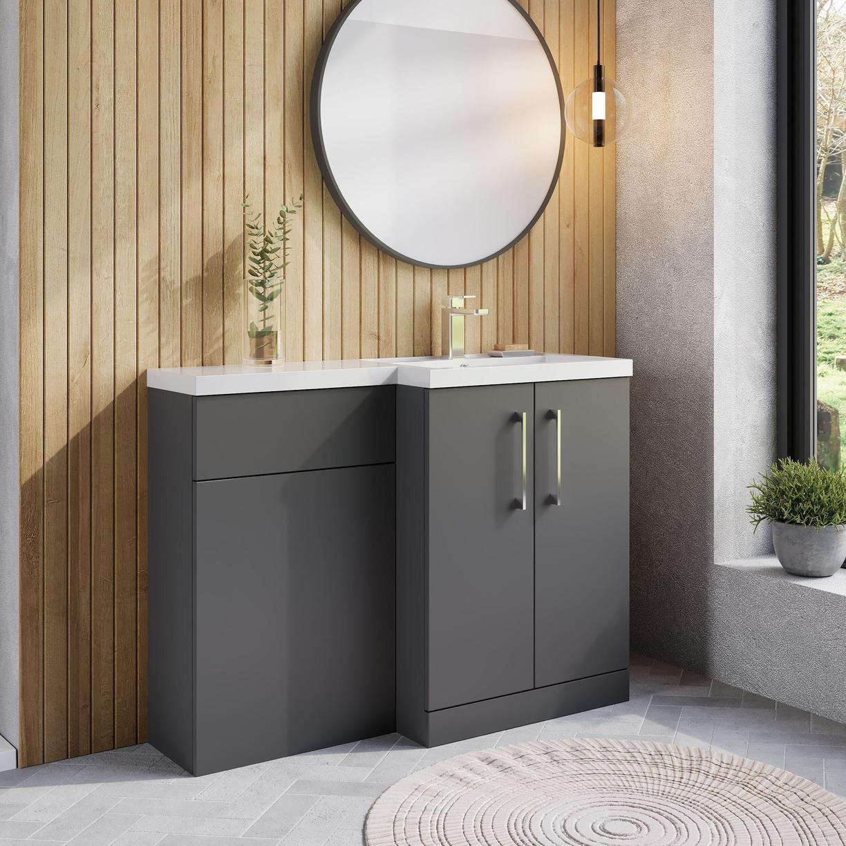 1100 390mm Combination Unit RH - Satin Grey