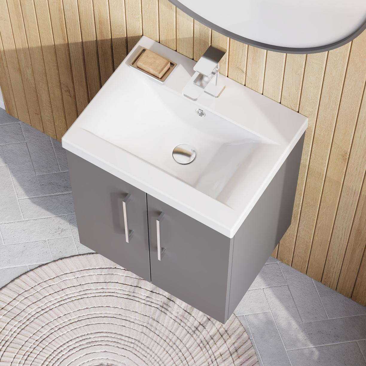 500mm WH 2-Door Vanity & Basin 1 - Satin Grey
