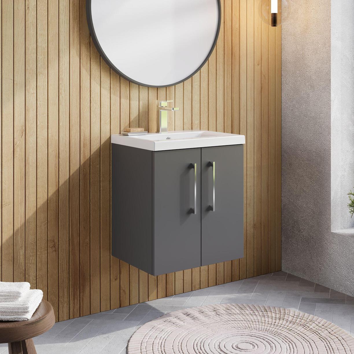 500mm WH 2-Door Vanity & Basin 1 - Satin Grey