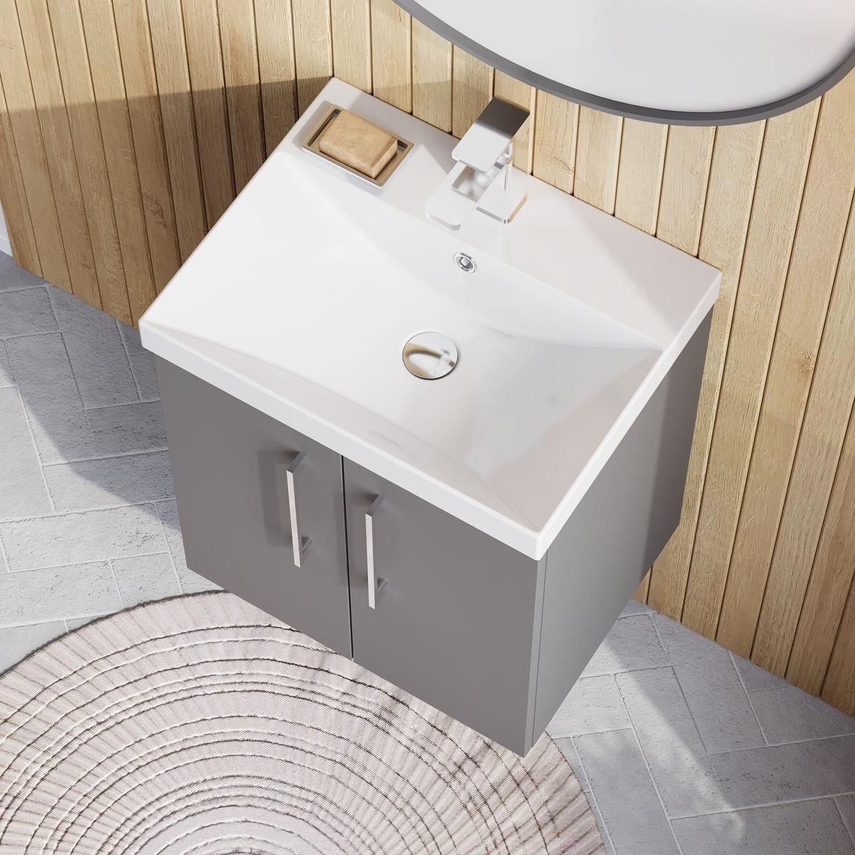 500mm WH 2-Door Vanity & Basin 3 - Satin Grey