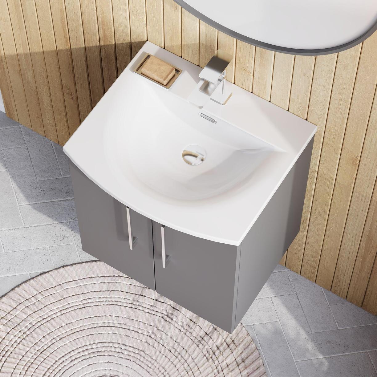 500mm WH 2-Door Vanity & Basin 4 - Satin Grey