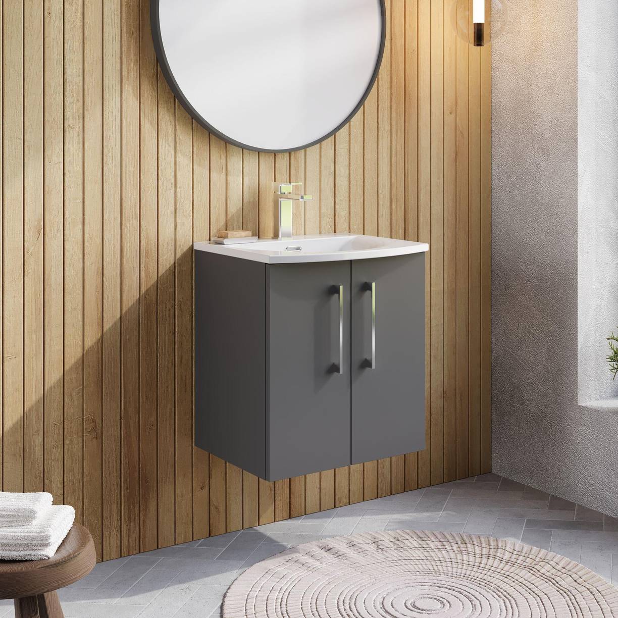 500mm WH 2-Door Vanity & Basin 4 - Satin Grey