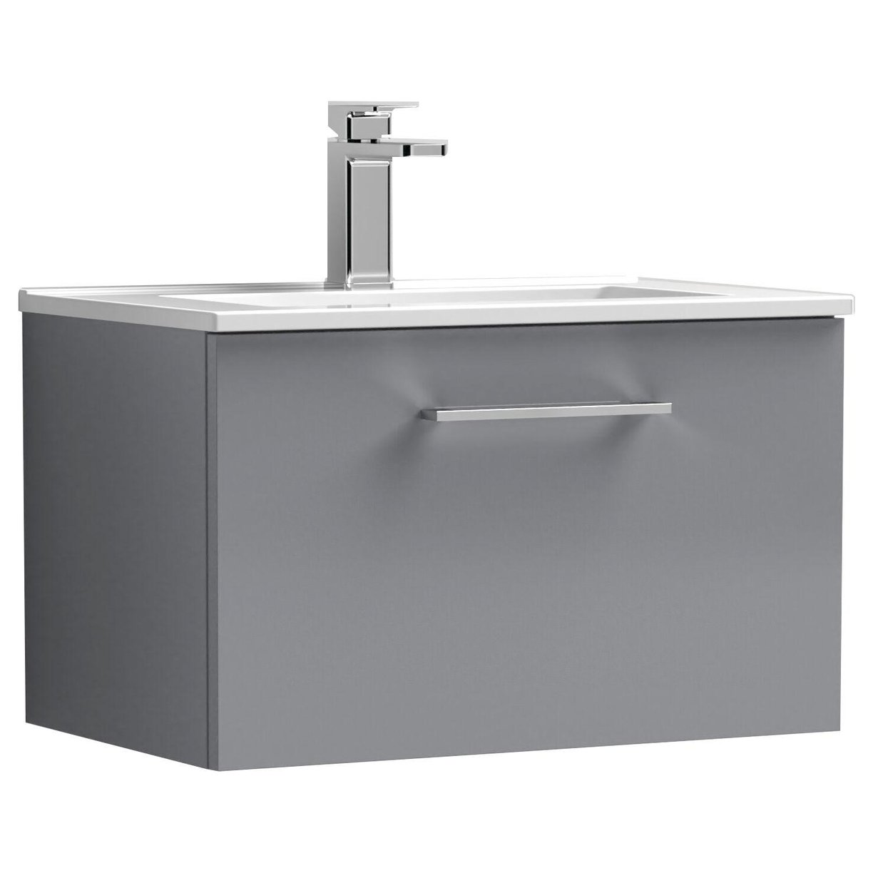 600mm WH 1-Drawer Vanity & Basin 2 - Satin Grey