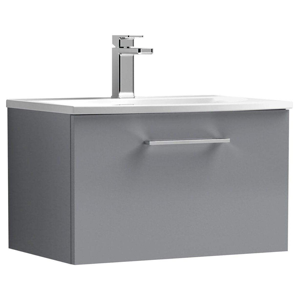 600mm WH 1-Drawer Vanity & Basin 4 - Satin Grey