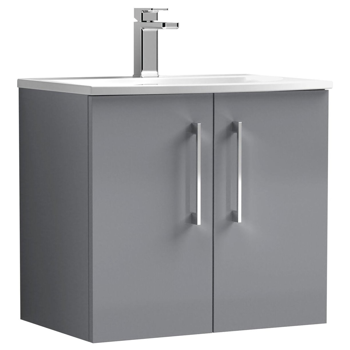 600mm WH 2-Door Vanity & Basin 4 - Satin Grey