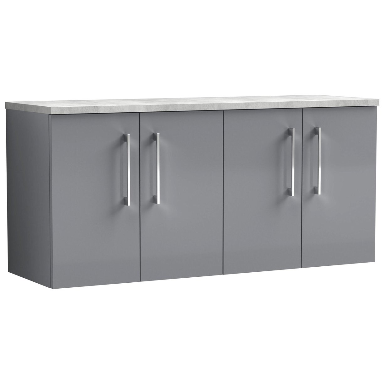 1200mm Wh 4-Door Vanity & Laminate Top - Satin Grey