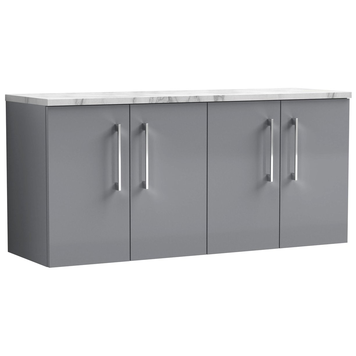 1200mm Wh 4-Door Vanity & Laminate Top - Satin Grey
