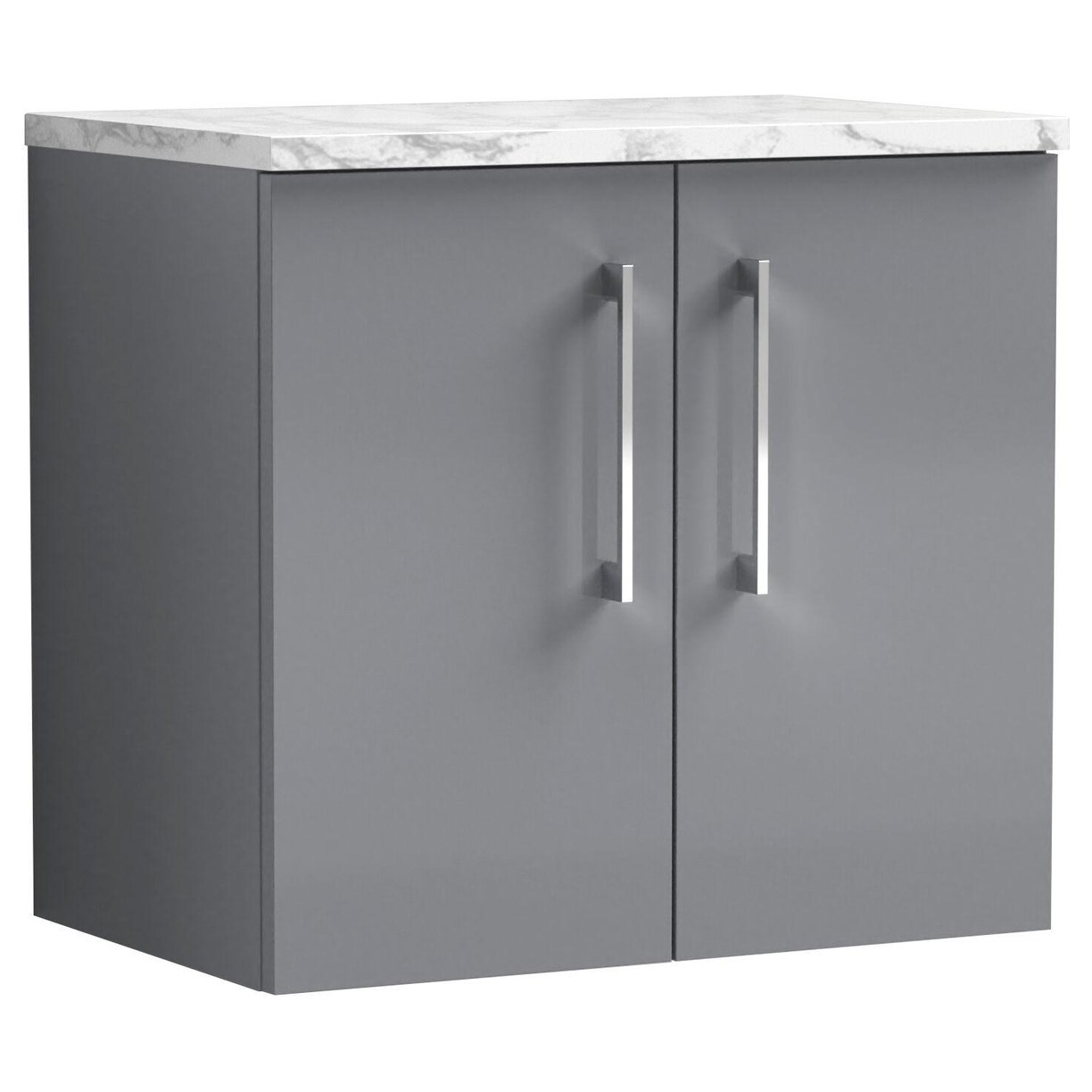 600mm Wh 2-Door Vanity & Laminate Top - Satin Grey