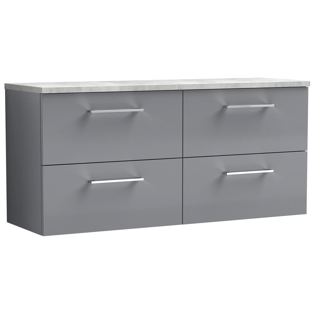 1200mm Wh 4-Drawer Vanity & Laminate Top - Satin Grey
