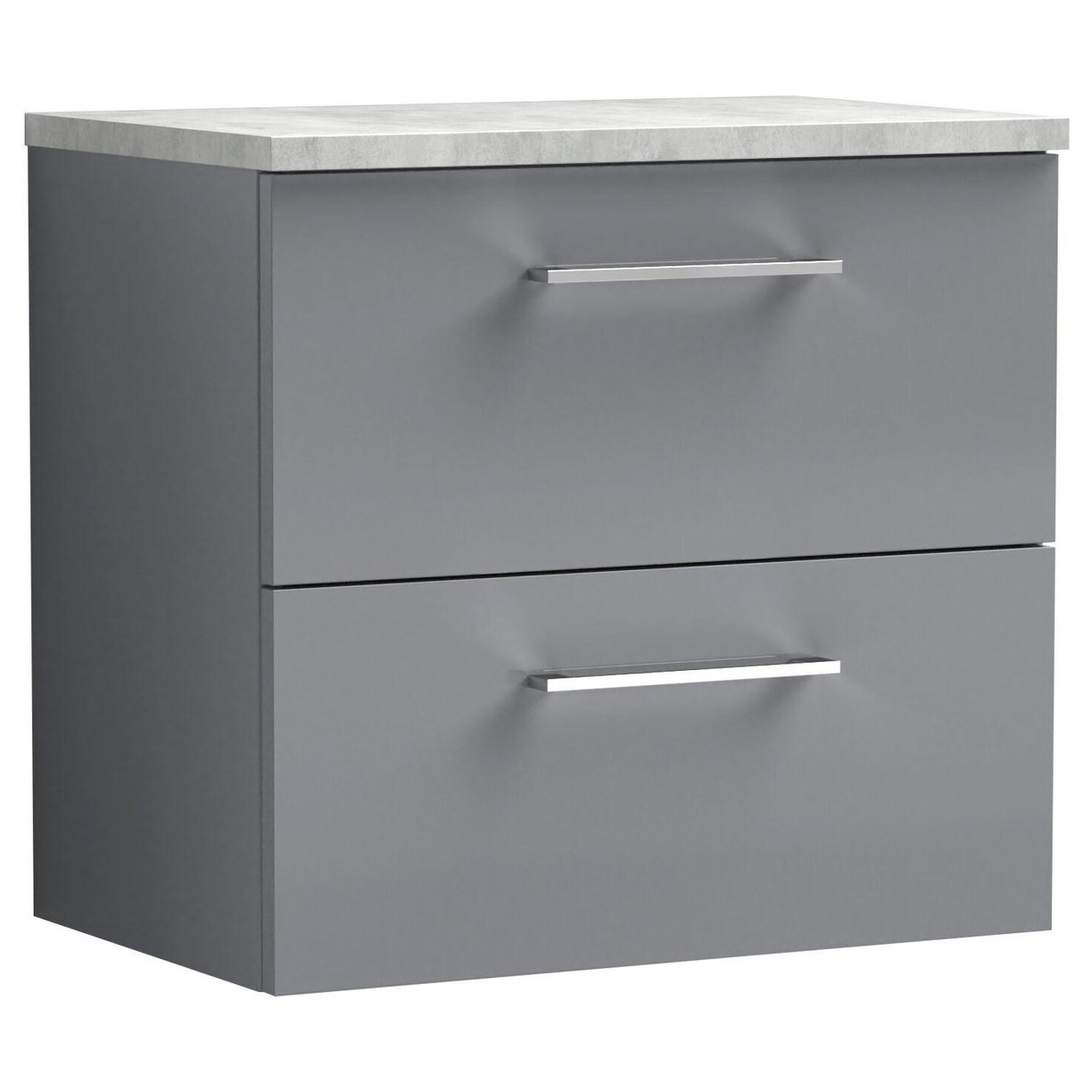 600mm WH 2-Drawer Vanity & Laminate Top - Satin Grey