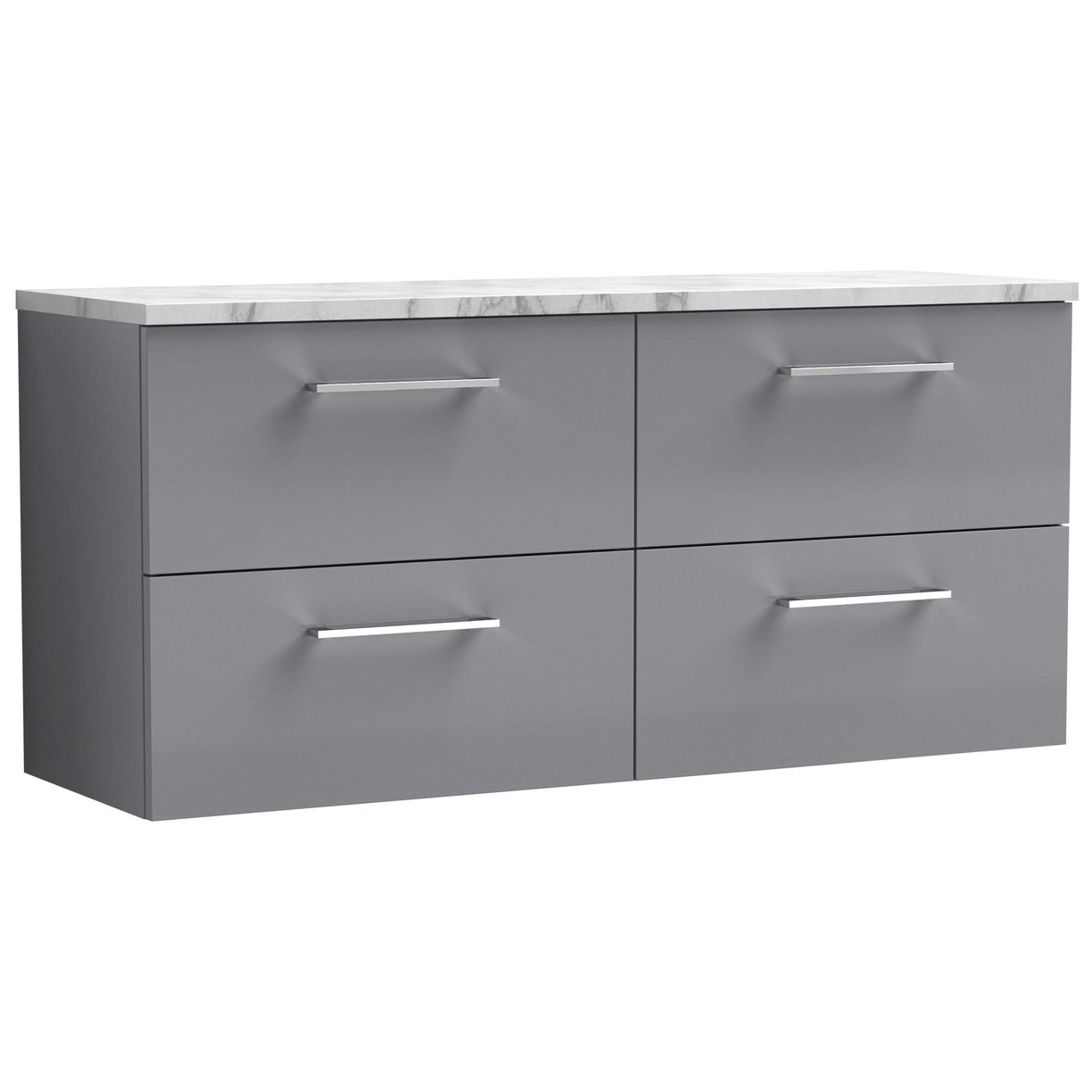 1200mm Wh 4-Drawer Vanity & Laminate Top - Satin Grey