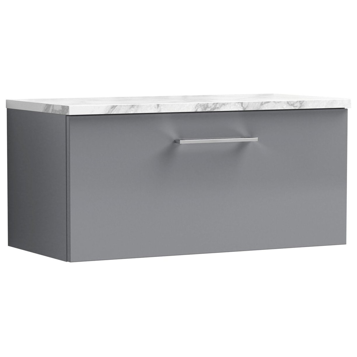 800mm Wh 1-Drawer Vanity & Laminate Top - Satin Grey