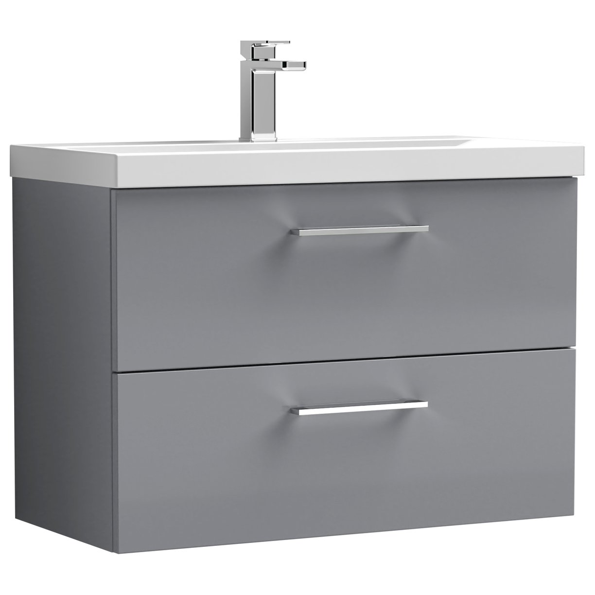 800mm WH 2-Drawer Vanity & Basin 1 - Satin Grey