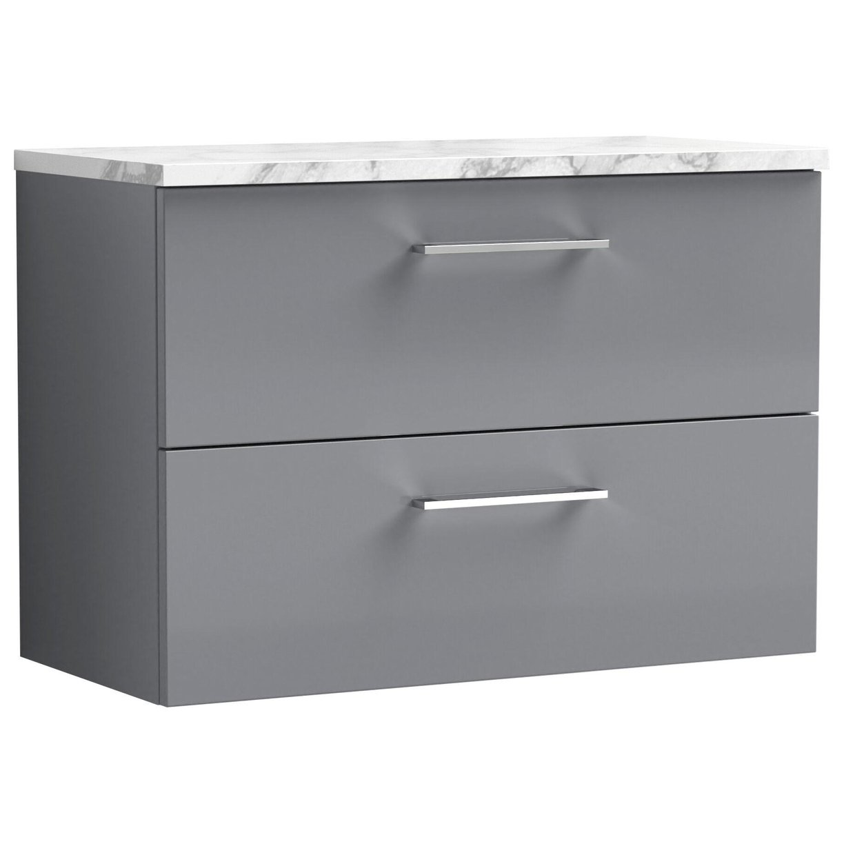 800mm Wh 2-Drawer Vanity & Laminate Top - Satin Grey