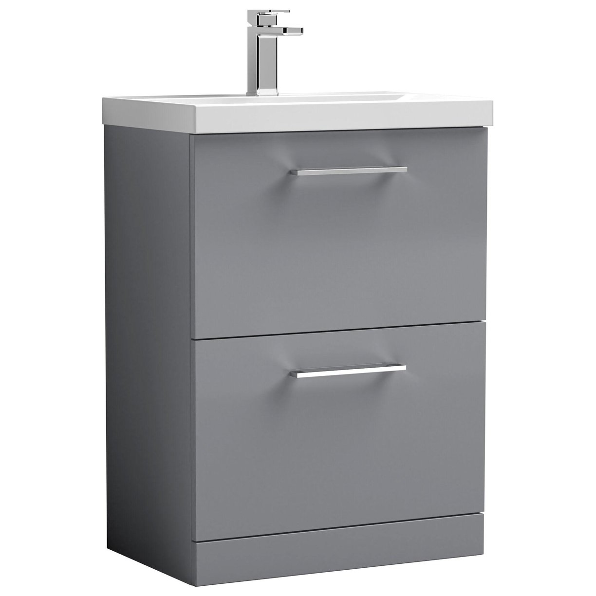 600mm FS 2-Drawer Vanity & Basin 1 - Satin Grey