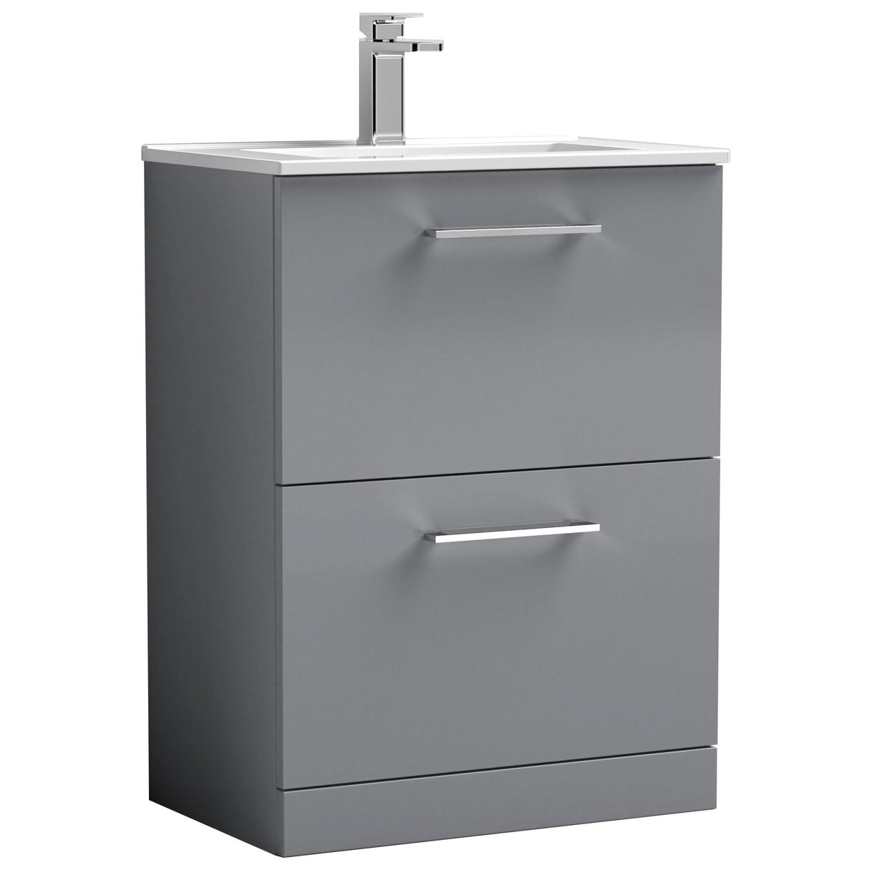 600mm FS 2-Drawer Vanity & Basin 2 - Satin Grey