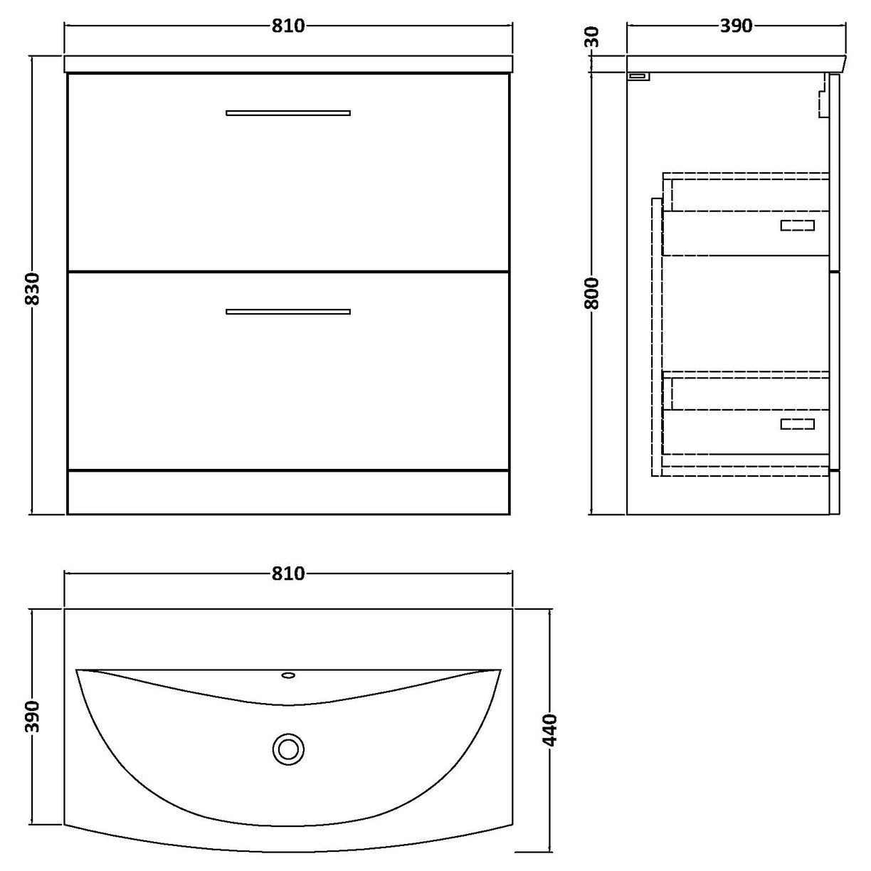 800 FS 2-Drawer Vanity & Basin 4