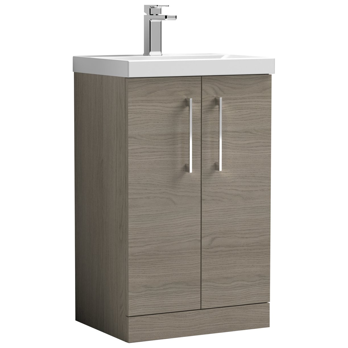500mm FS 2-Door Vanity & Basin 1 - Solace Oak Woodgrain