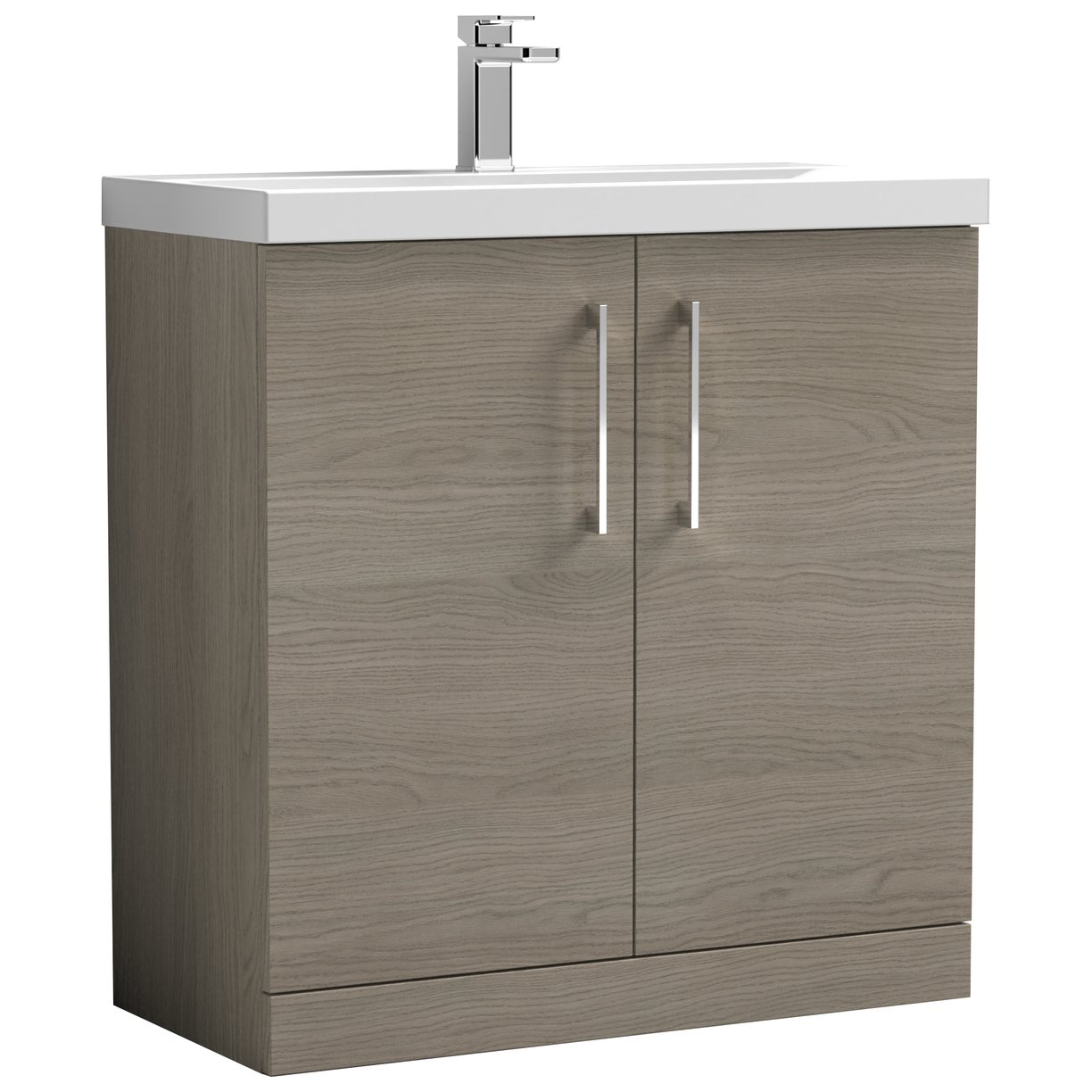 800mm FS 2-Door Vanity & Basin 1 - Solace Oak Woodgrain