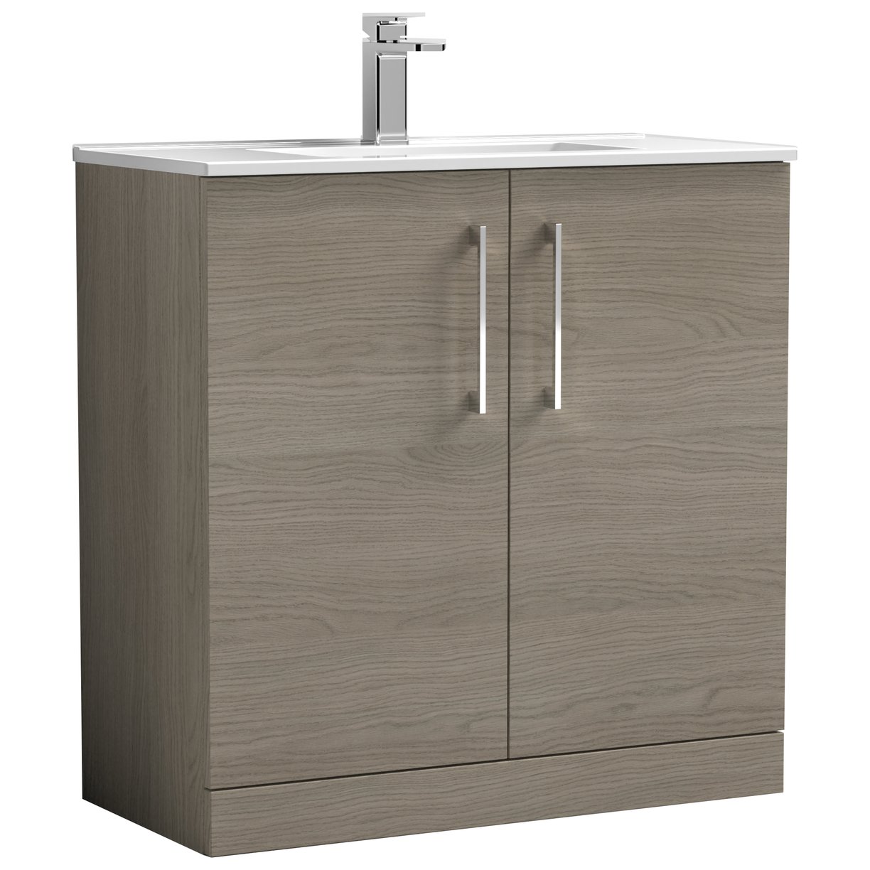800mm FS 2-Door Vanity & Basin 2 - Solace Oak Woodgrain