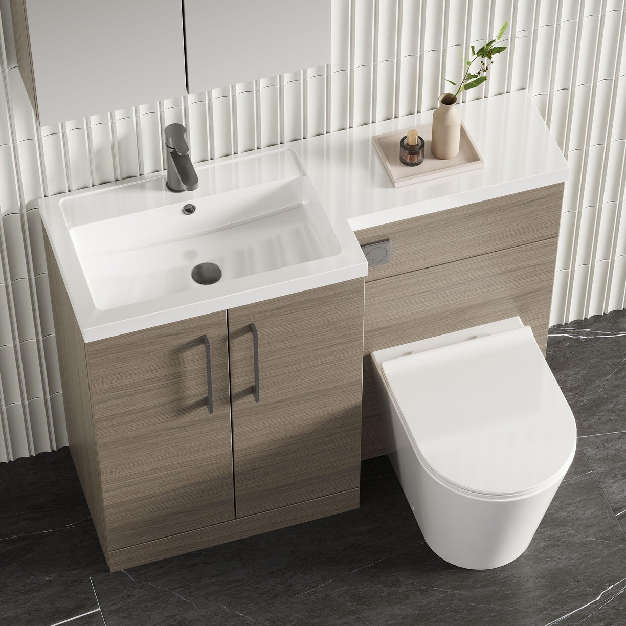 1100 390mm Combination Unit LH - Solace Oak