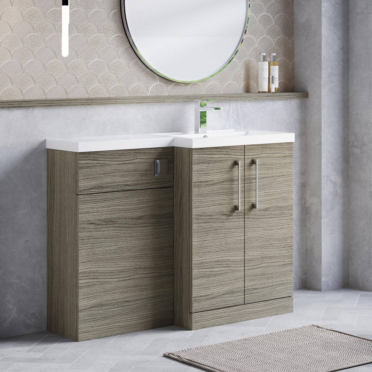 1100 390mm Combination Unit RH - Solace Oak