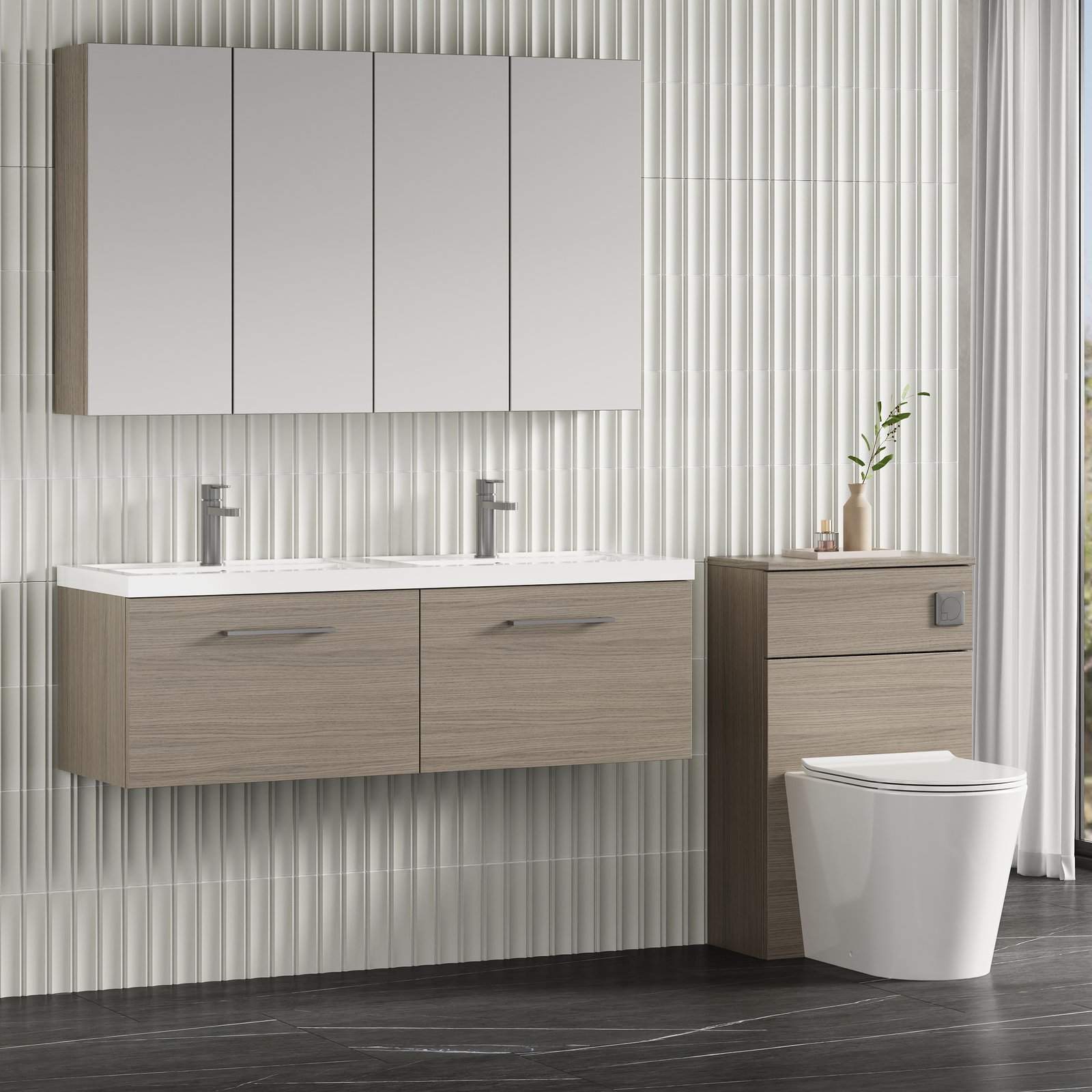 1200 WH 2-Drawer Vanity & Double Basin
