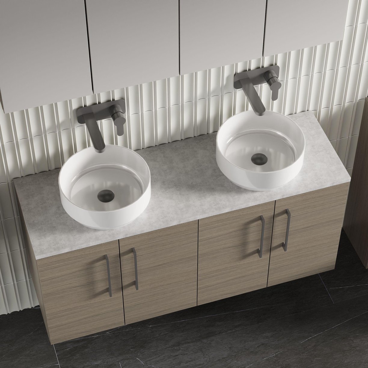 1200mm Wh 4-Door Vanity & Laminate Top - Solace Oak