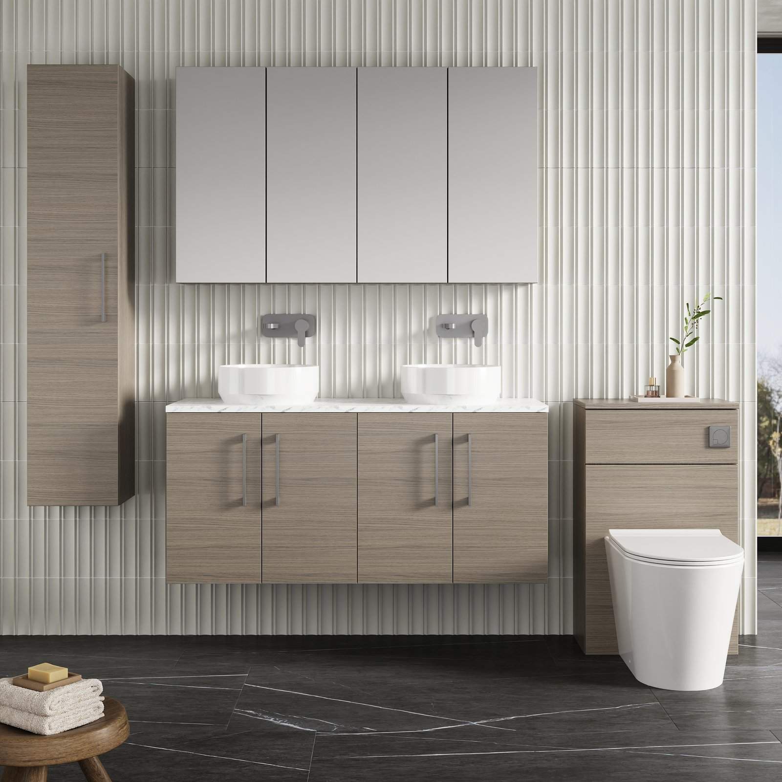 1200 Wh 4-Door Vanity & Laminate Top