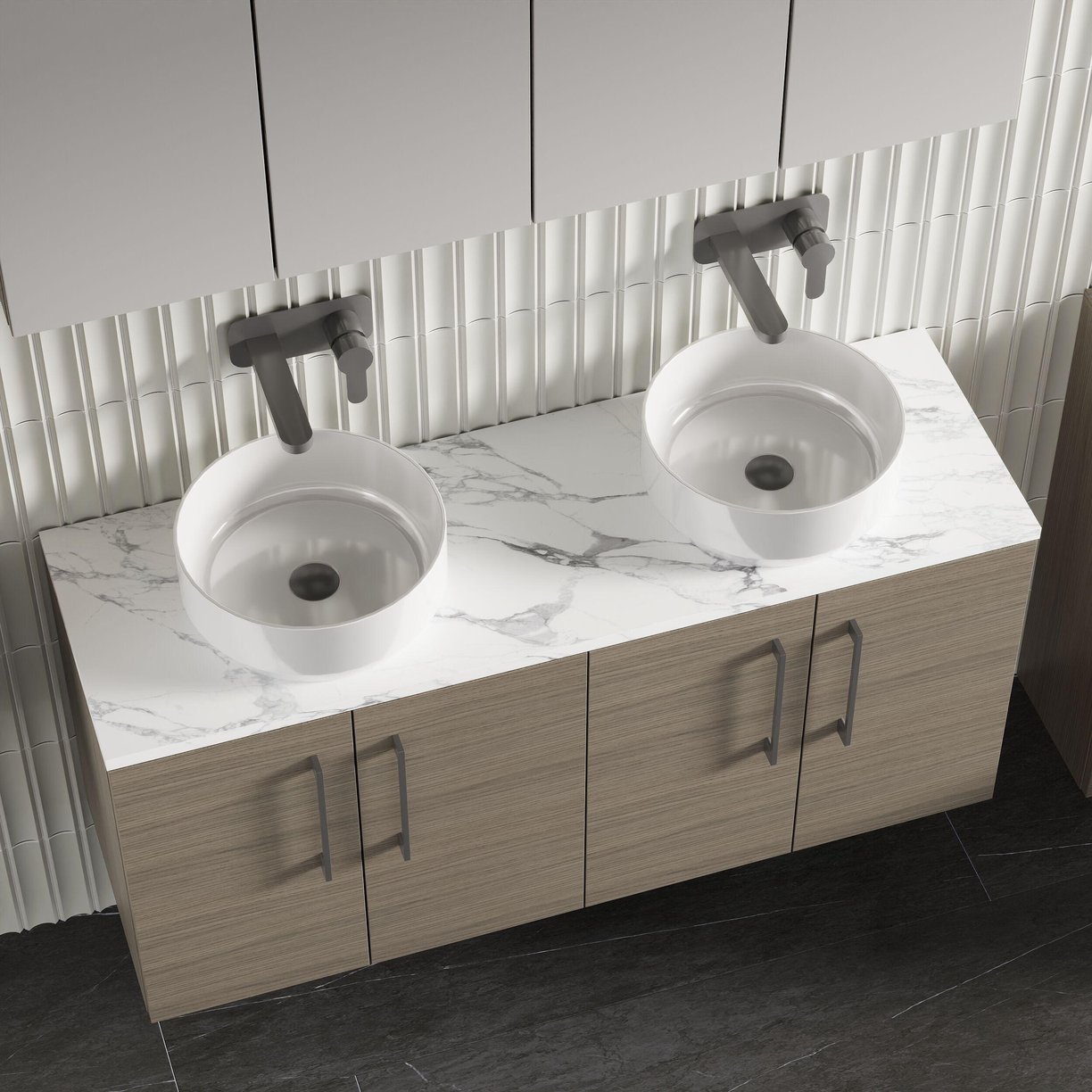 1200mm Wh 4-Door Vanity & Laminate Top - Solace Oak