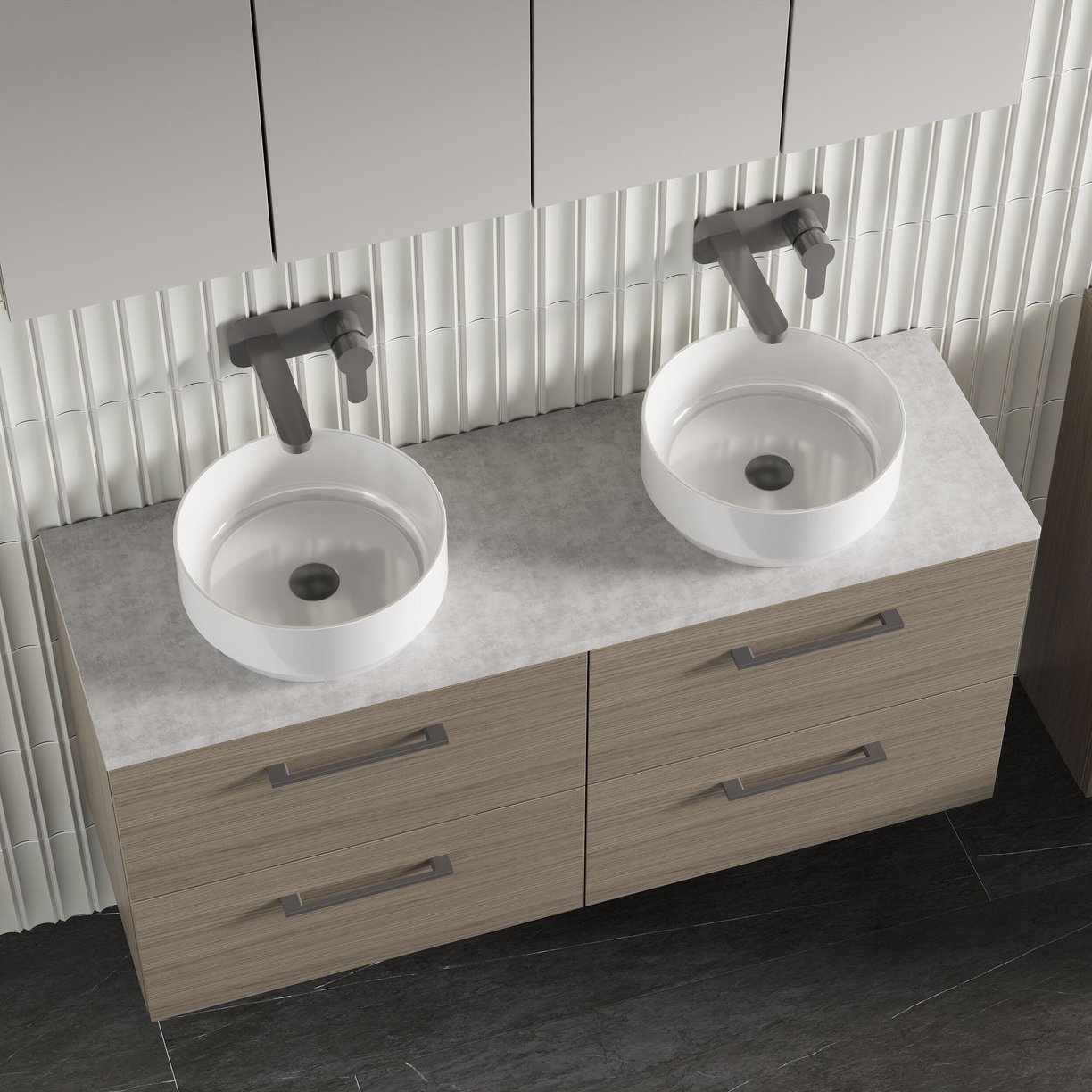 1200mm Wh 4-Drawer Vanity & Laminate Top - Solace Oak