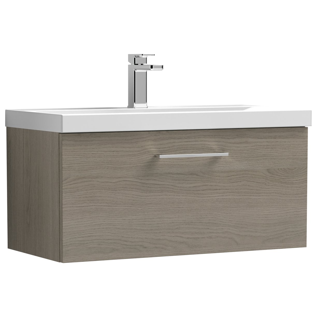 800mm WH 1-Drawer Vanity & Basin 1 - Solace Oak Woodgrain
