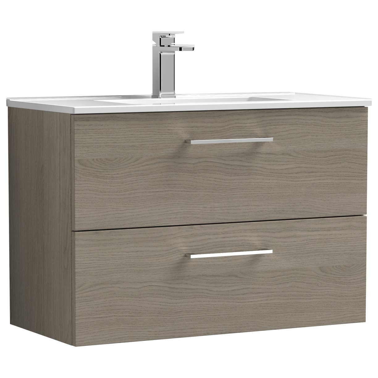 800mm WH 2-Drawer Vanity & Basin 2 - Solace Oak Woodgrain