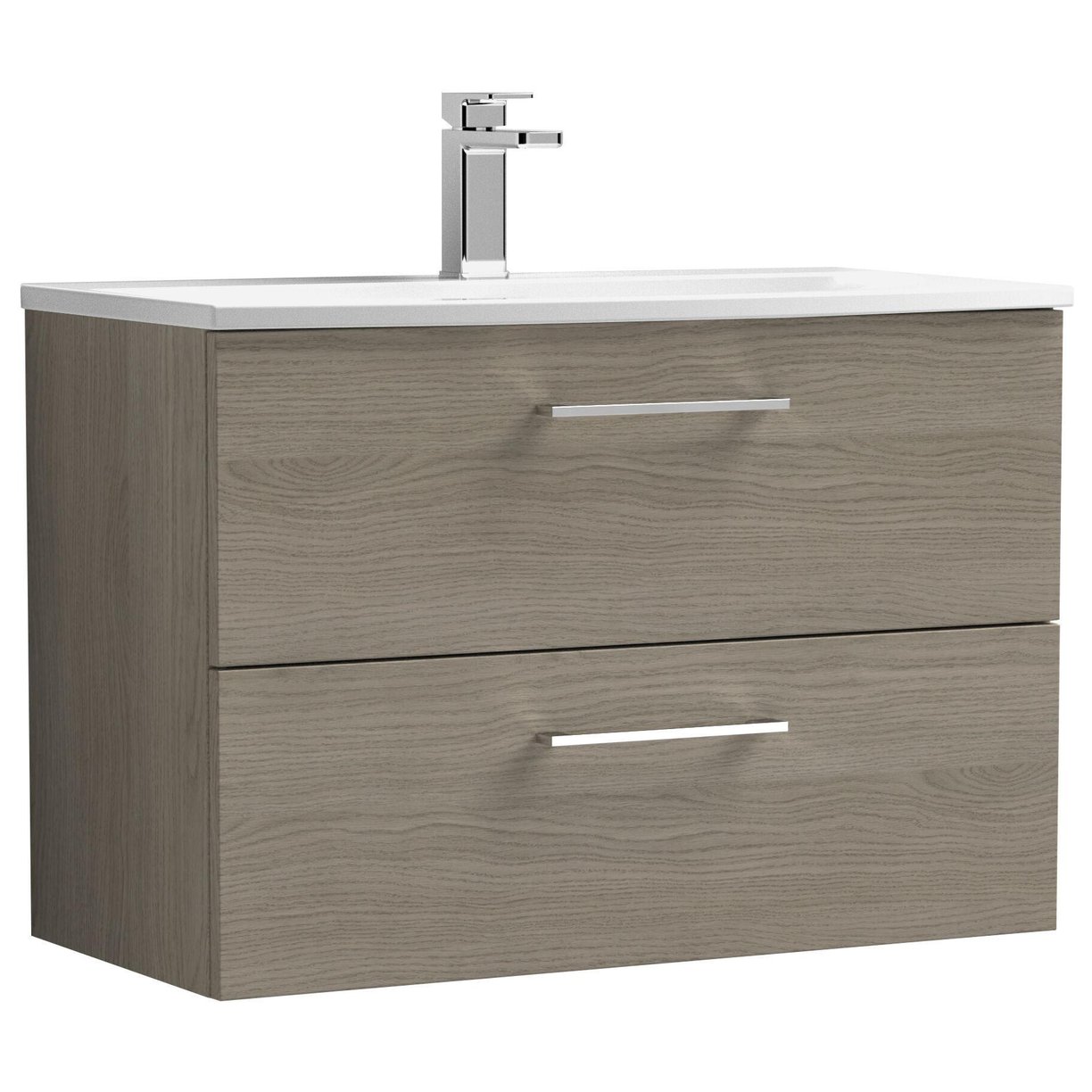 800mm WH 2-Drawer Vanity & Basin 4 - Solace Oak Woodgrain