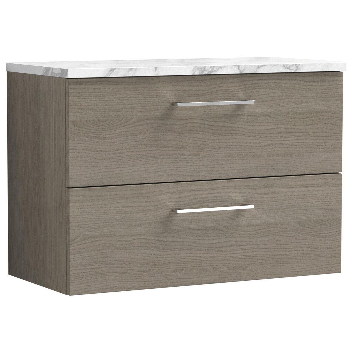 800mm Wh 2-Drawer Vanity & Laminate Top - Grey Vicenza Oak
