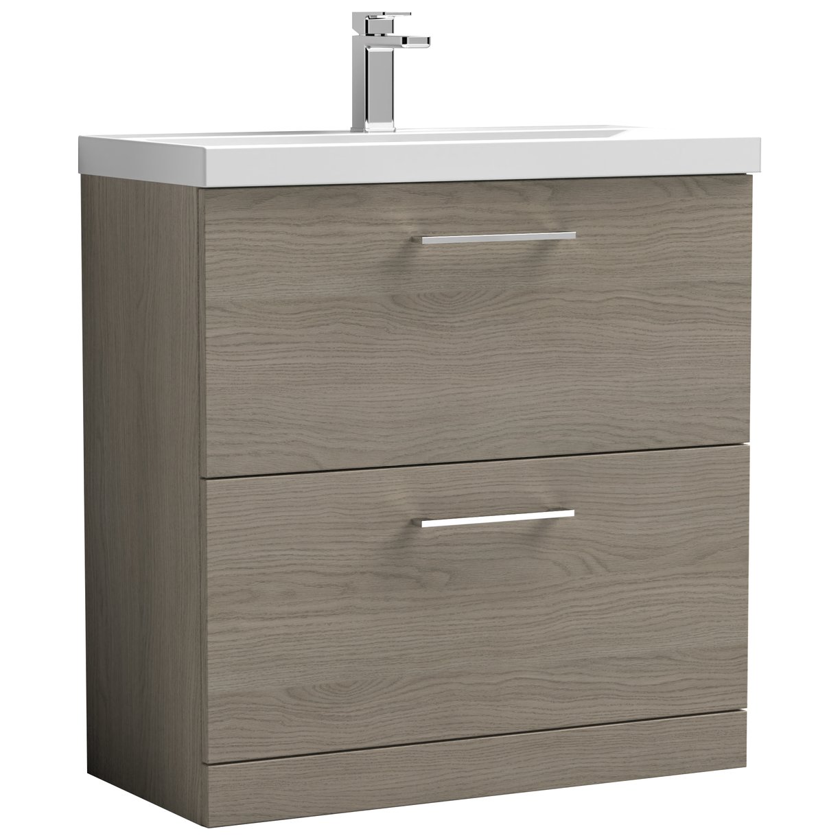 800mm FS 2-Drawer Vanity & Basin 1 - Solace Oak Woodgrain