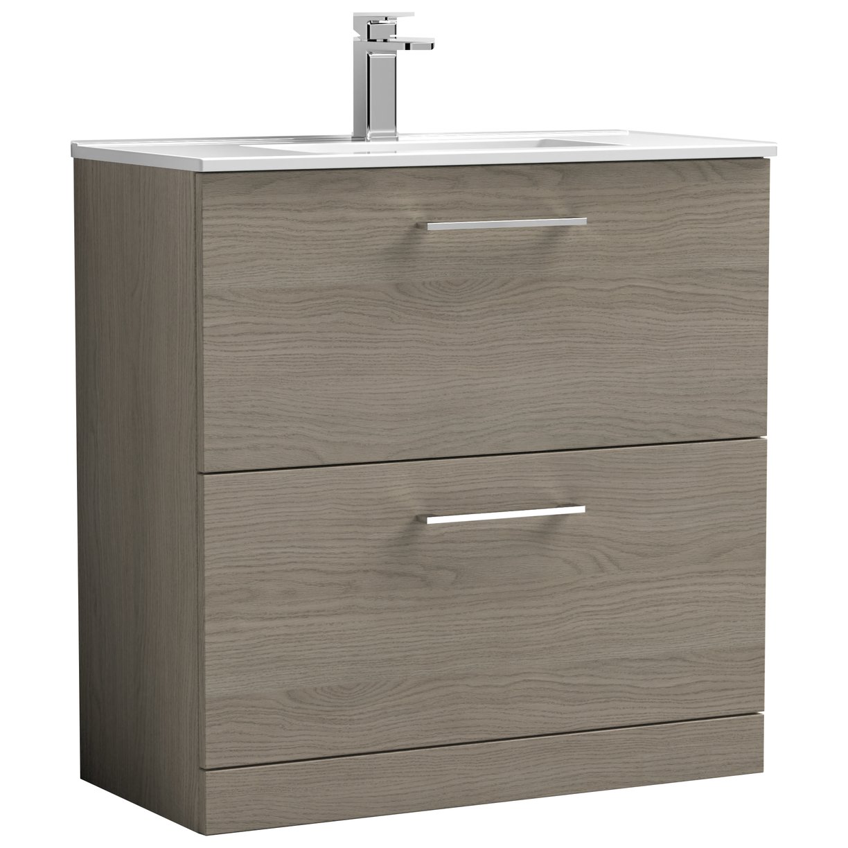 800mm FS 2-Drawer Vanity & Basin 2 - Solace Oak Woodgrain
