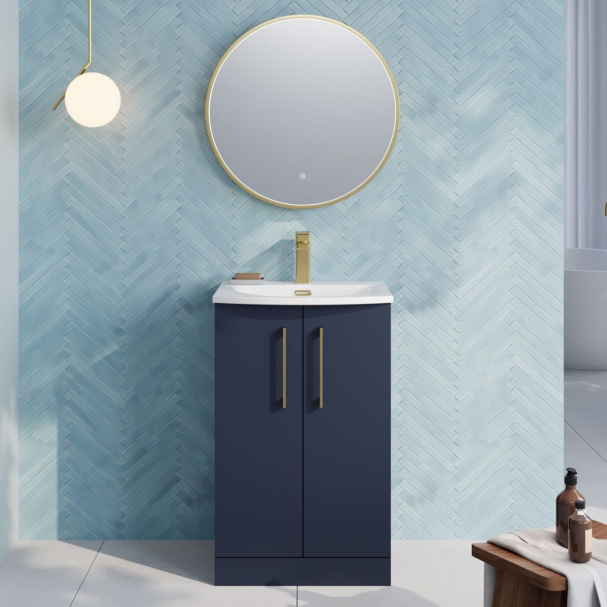 500mm Fs 2-Door Vanity & Basin 4 - Indigo Blue
