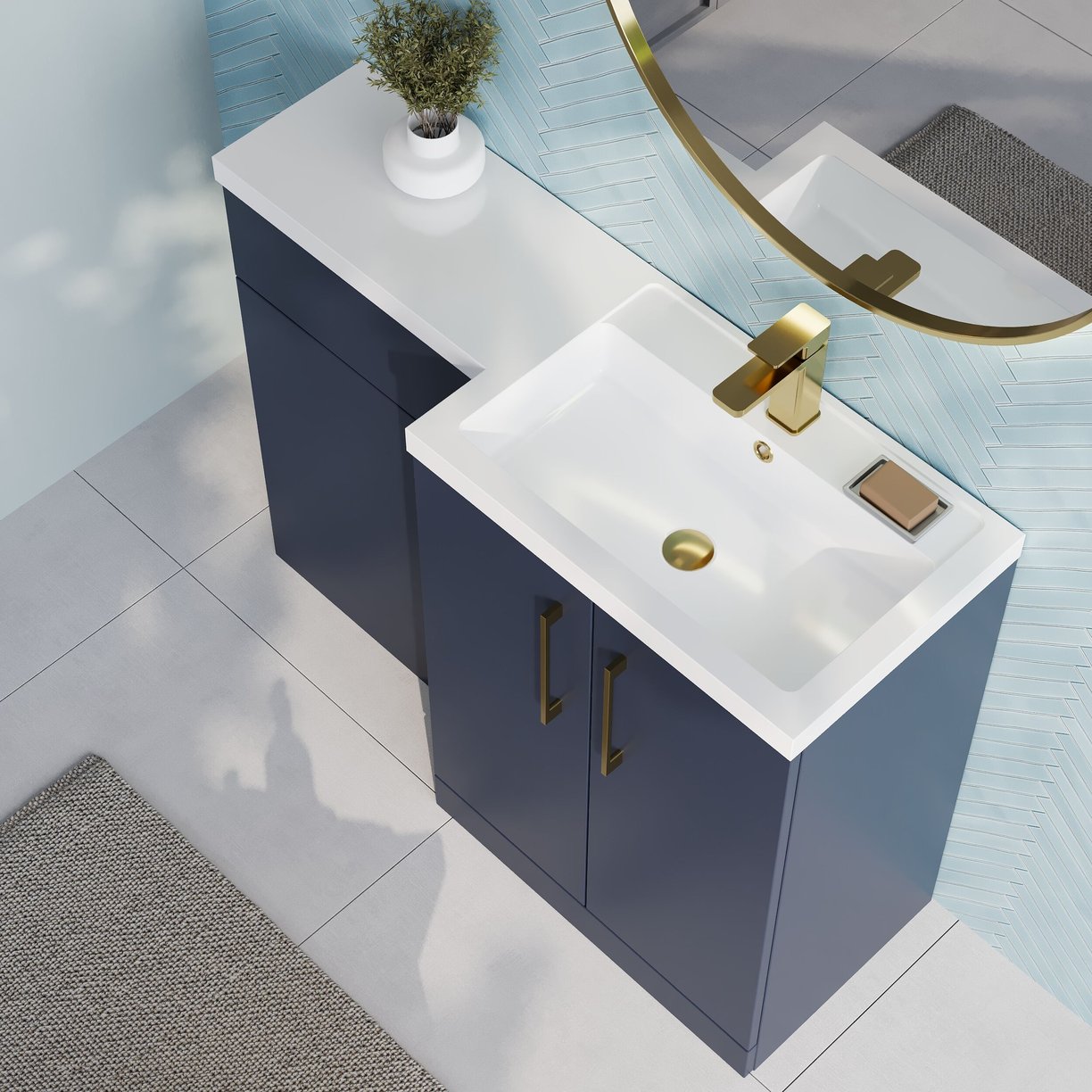 1100 390mm Combination Unit RH - Indigo Blue