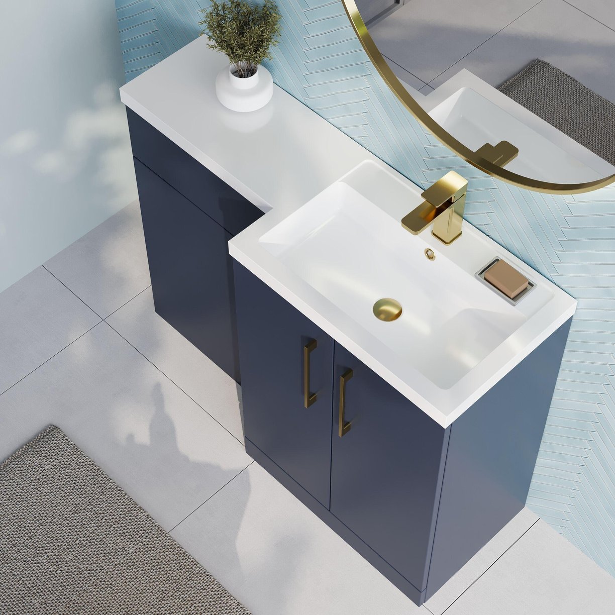 1100 390mm Combination Unit RH - Indigo Blue